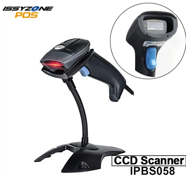 1D IPBS058 stand ISSYZONEPOS 1D сканер штрих-кода ручной лазерный сканер CCD проводной автоматический считыватель штрих-кодов анти-шок сканер с подставкой для POS - Цвет: 1D IPBS058 stand