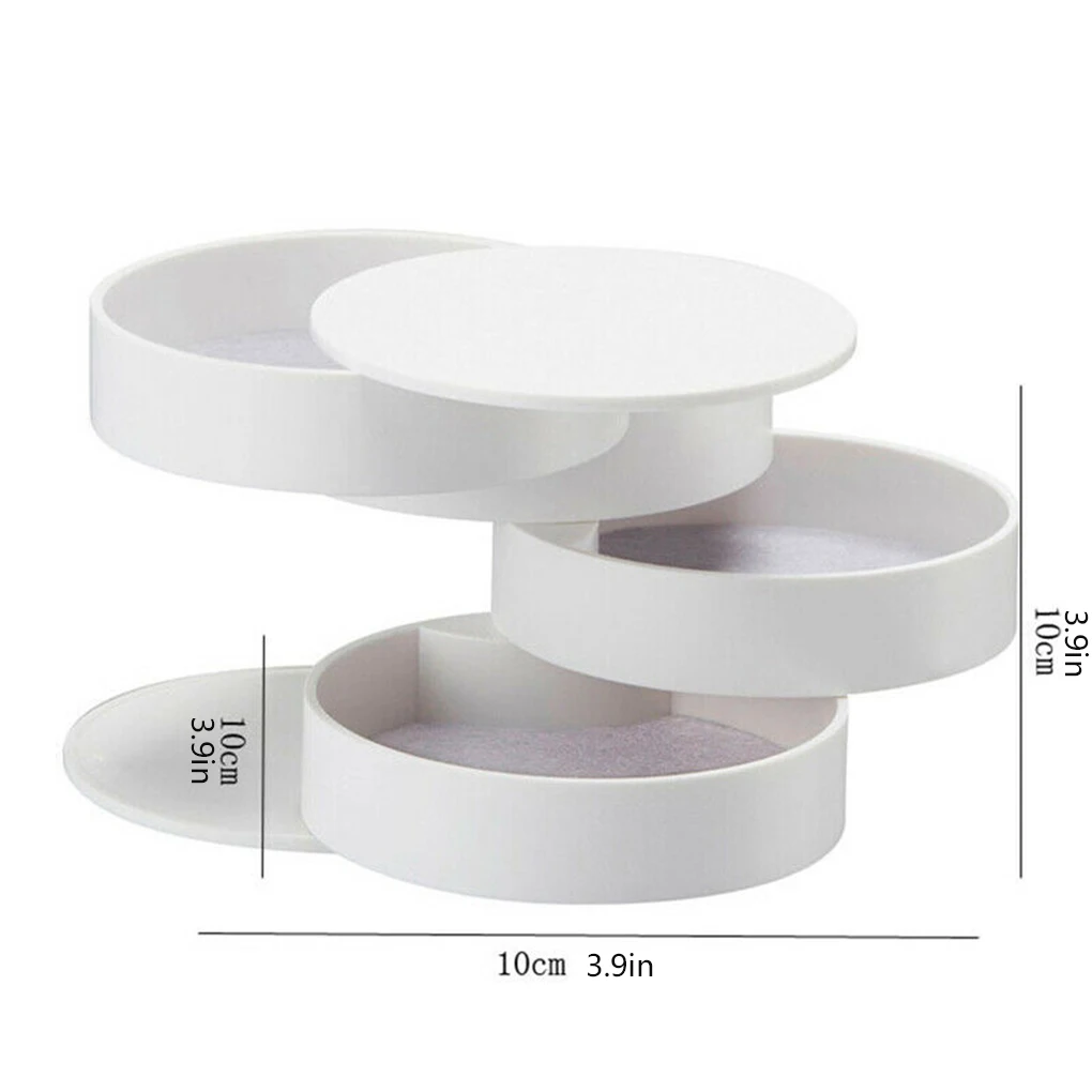 Women Jewelry Storage Box 360 Degree Round Rotating Jewelry Box Multi Layer Rings Necklace Earrings Organizer Bracelets Holder