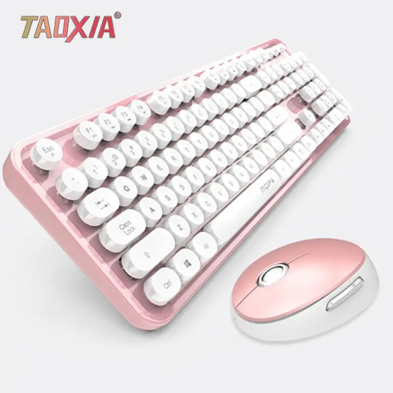 

New Wireless Mouse And Keyboard Set Lipstick Punk Key Cap Notebook Desktop Computer Office Film