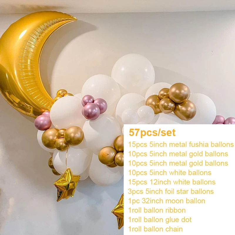 Juego de Globos de fiesta EID de oro y plata, decoraciones de Ramad&aacute;n para el hogar, confeti, Balon, EID, MUBARAK, Globos de fiesta-1