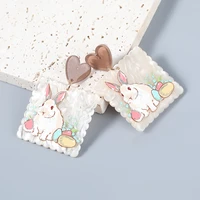 cute colorful acrylic heart rabbit earrings for girls fashion women friend birthday handmade gift lovely jewelry wholesale