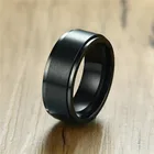 Новинка, классические обручальные кольца TOBILO для мужчин, черные, Серебряные Матовые кольца из нержавеющей стали, простые мужские ювелирные изделия на палец