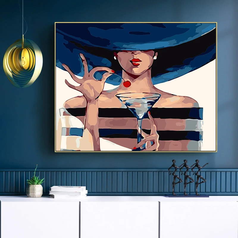 Сексуальная красавица леди с шляпой живопись по номерам впечатление картины