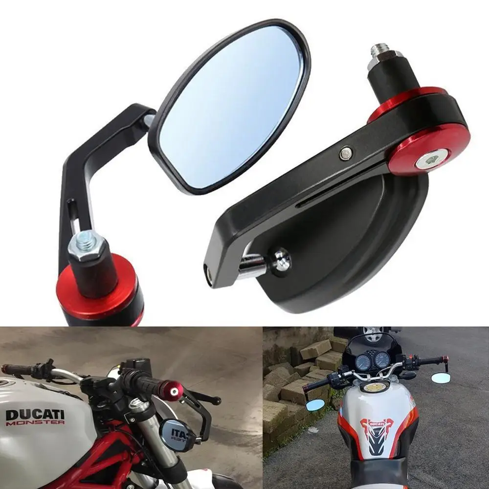 

4 Colors Grips Aluminum Rod Universal Motorcycle Rearview Mirror Handlebar End Side Mirror
