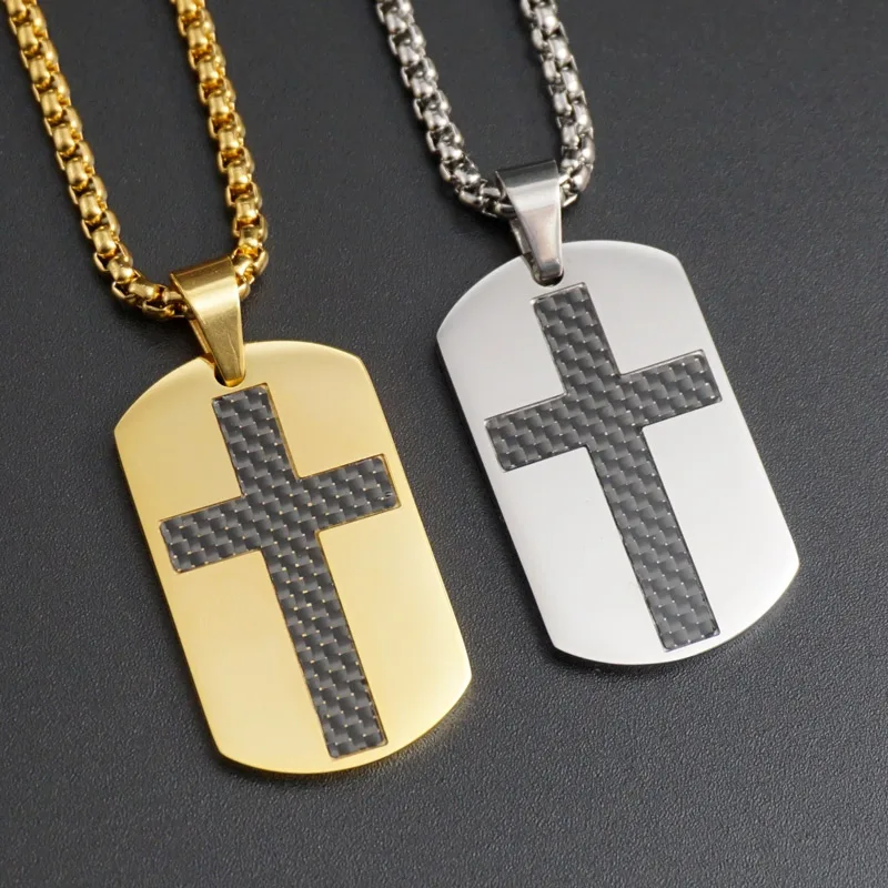Новинка мужские ожерелья с крестом и кулоном в виде собачьей бирки золотой цвет