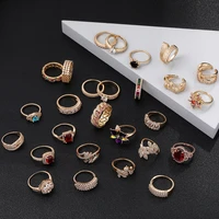 women ring fashion charm gold color inlaid zircon ring various styles banquet engagement ring birthday party gift for girlfriend