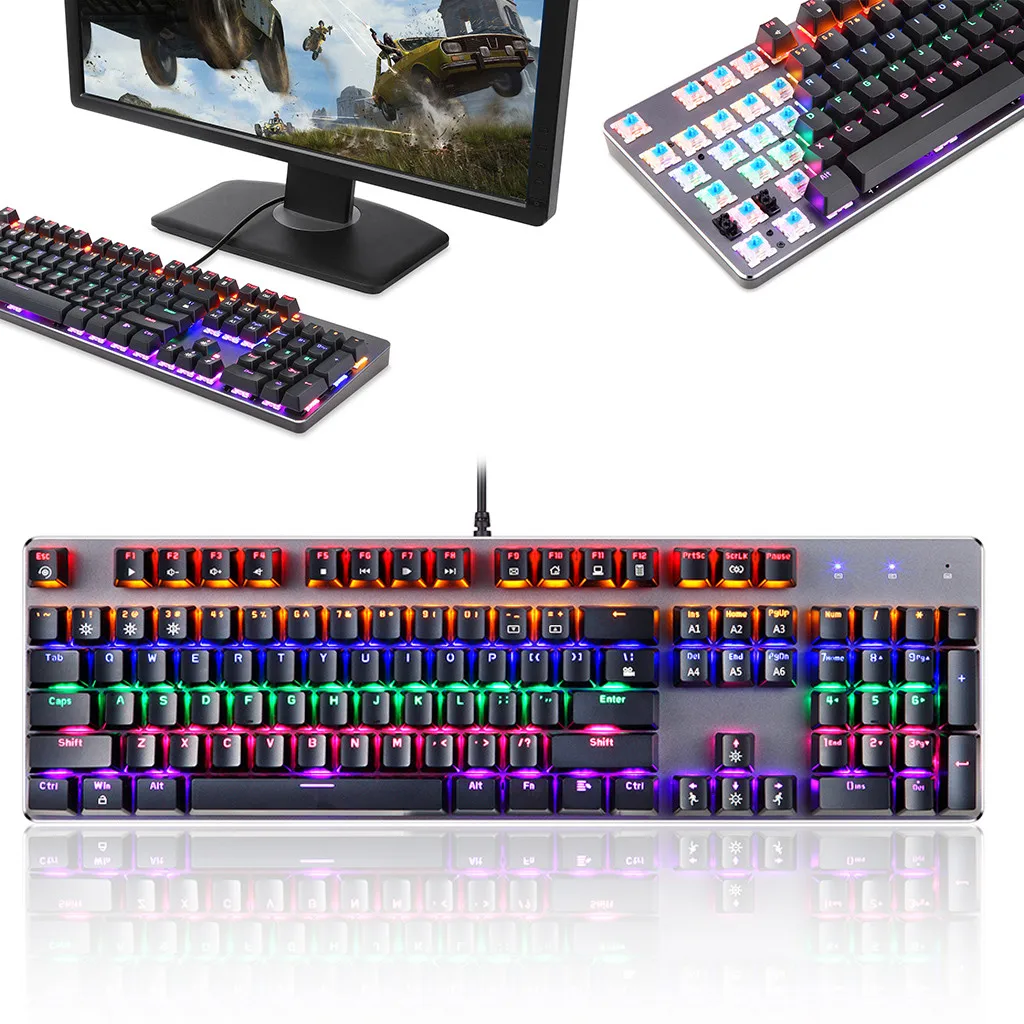 Клавиатура с подсветкой эргономичные клавиатуры русский 104 клавиш USB проводной