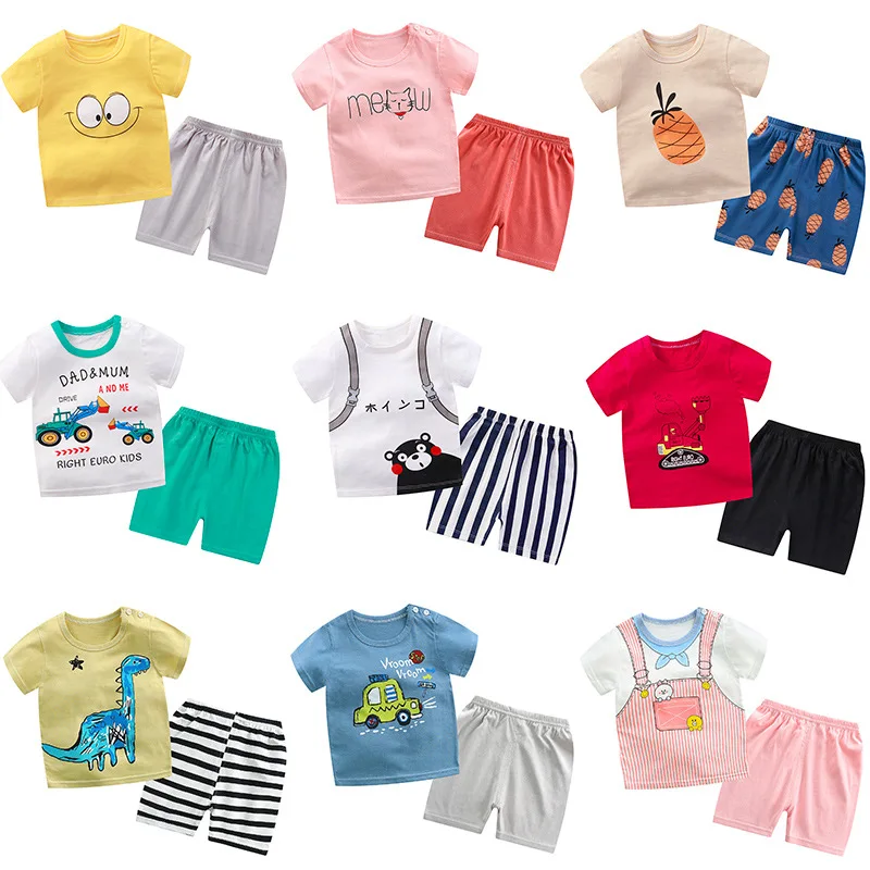 

Детские футболки с короткими рукавами, костюм, комплекты одежды для мальчиков Для детей, на лето для мальчиков и девочек футболка из чистого...