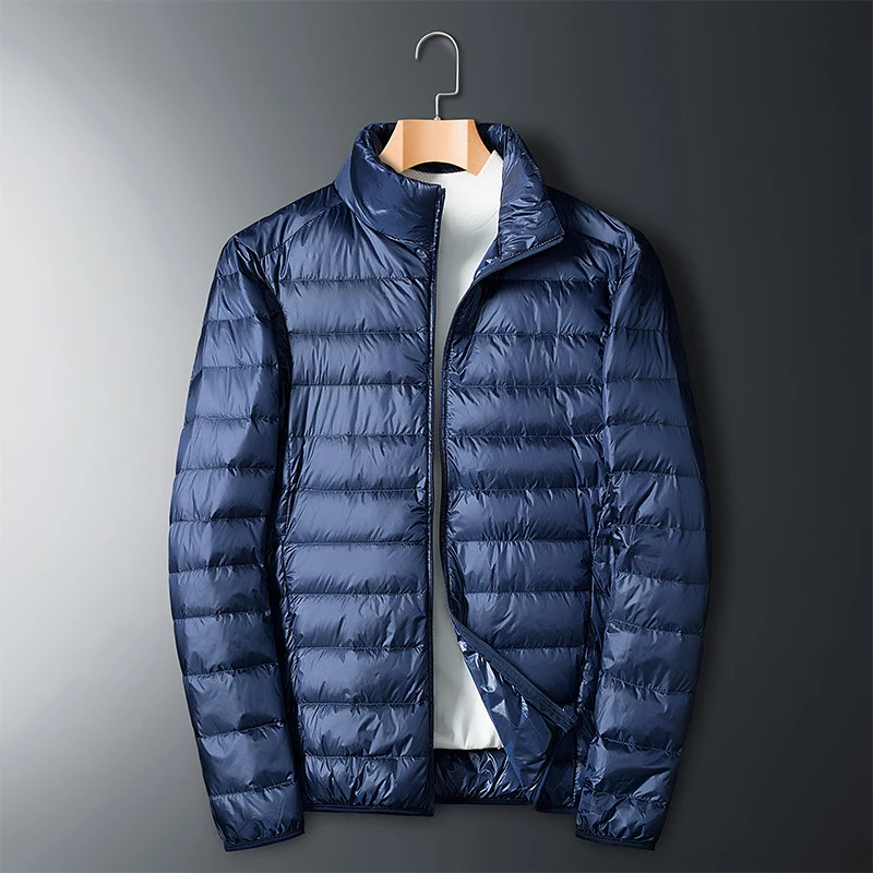 Autumn And Winter New Men's Warm Solid Color Stand Collar Down Jacket Leisure Trend Coat Men's Wear