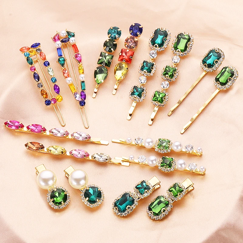 

Elegant Great Quality Green Diamond Hair Holder Barrette Hair Pins For Girls