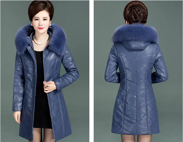 Женская кожаная куртка 4Xl 5Xl 6Xl, Женское пальто из искусственной кожи, воротник из искусственного меха, новая зимняя кожаная одежда для женщин среднего возраста A3888