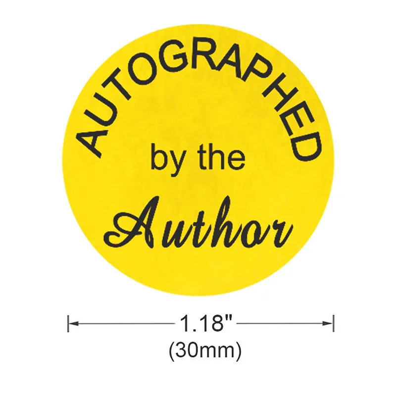 

1008 Pcs Autographed by The Author Stickers, 1.18 Inch Round Laminated Gold Foil Autographed Sticker