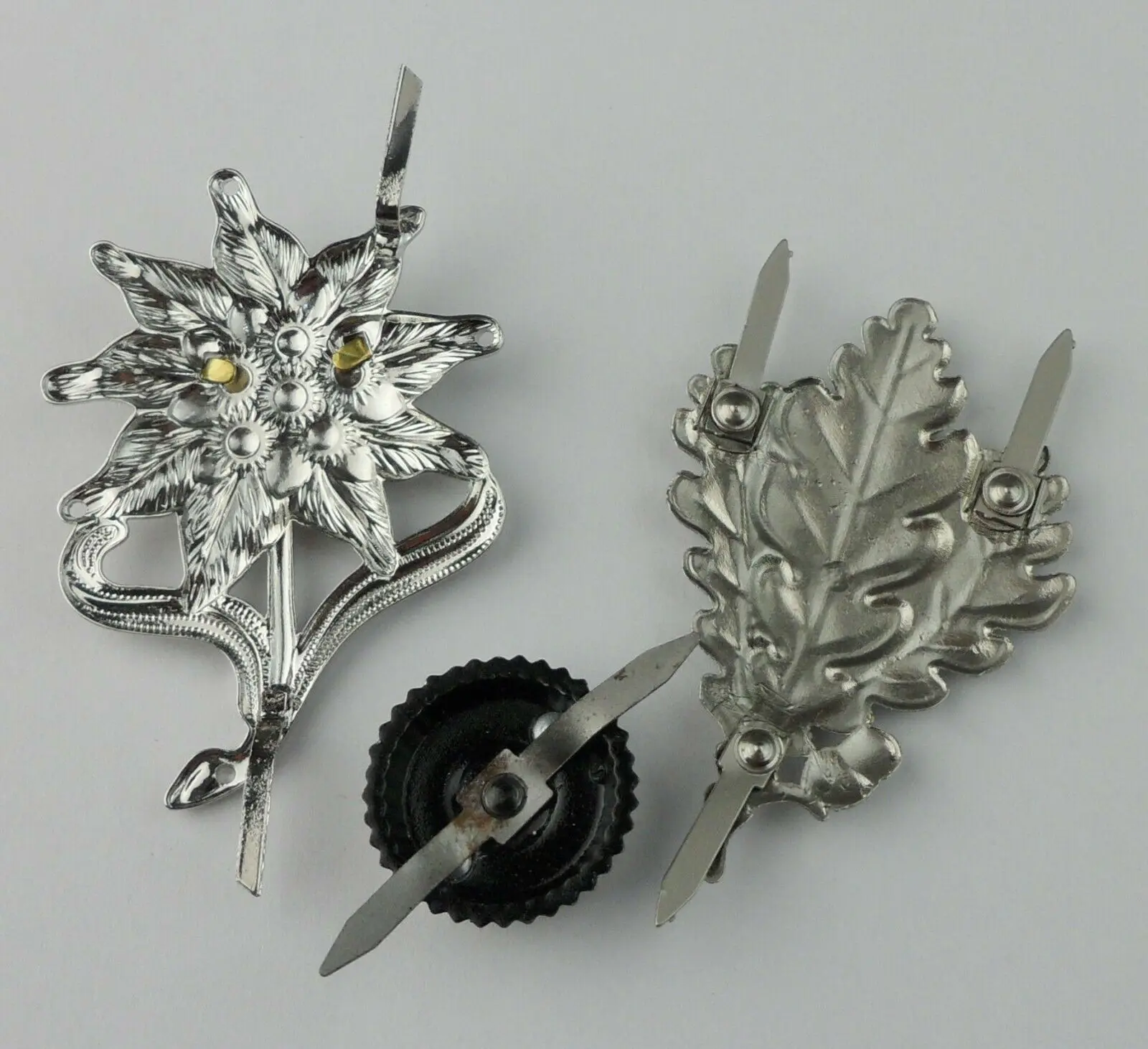 tomwang2012. 3 TYPES 3PCS WW2 GERMAN COMBAT CAP BADGE OAK LEAF EDELWEISS PINS | Спорт и развлечения