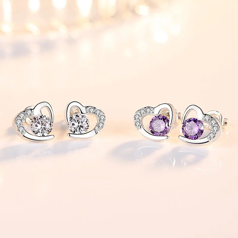 

Серьги-гвоздики женские из серебра 925 пробы с цирконием