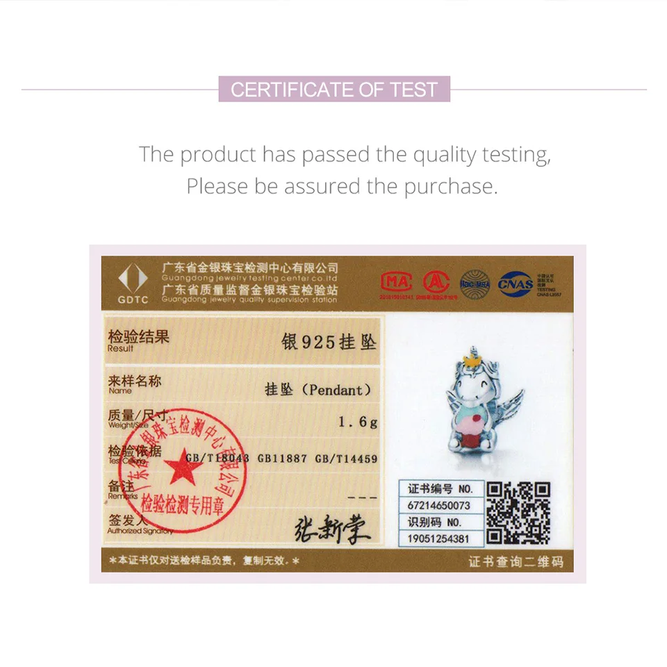 

WOSTU 925 Sterling Silver Charm Dessert Pony Bead Animal Pendant Fit Original Bracelet Necklace DIY Jewelry CQC1872