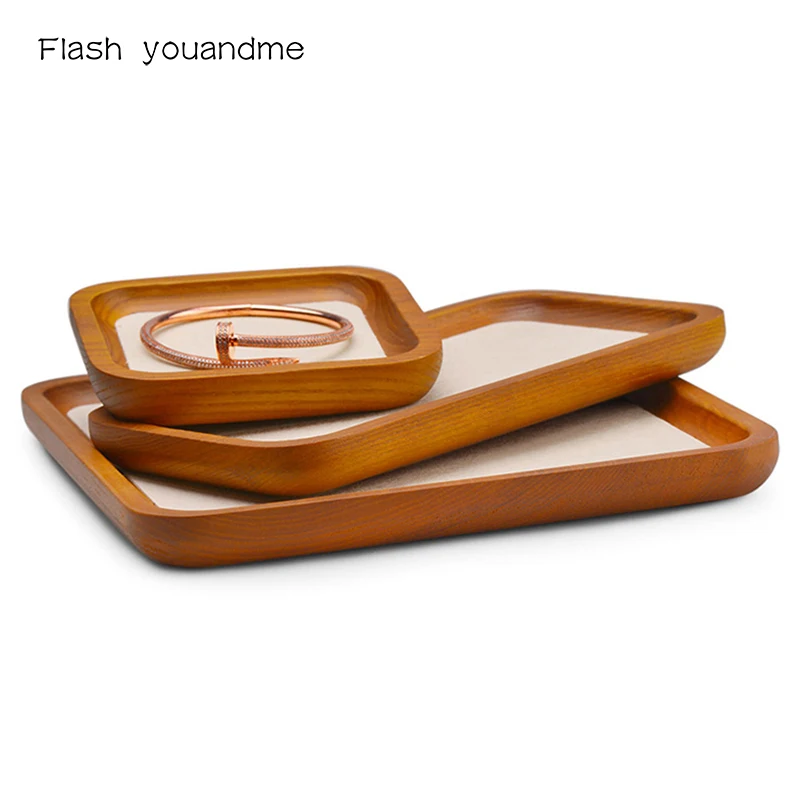 

Flash youandme Jewelry Display Tray Solid Wood Ring Necklace Organizer Tray Bracelet Display Stand Jewlery Show Case