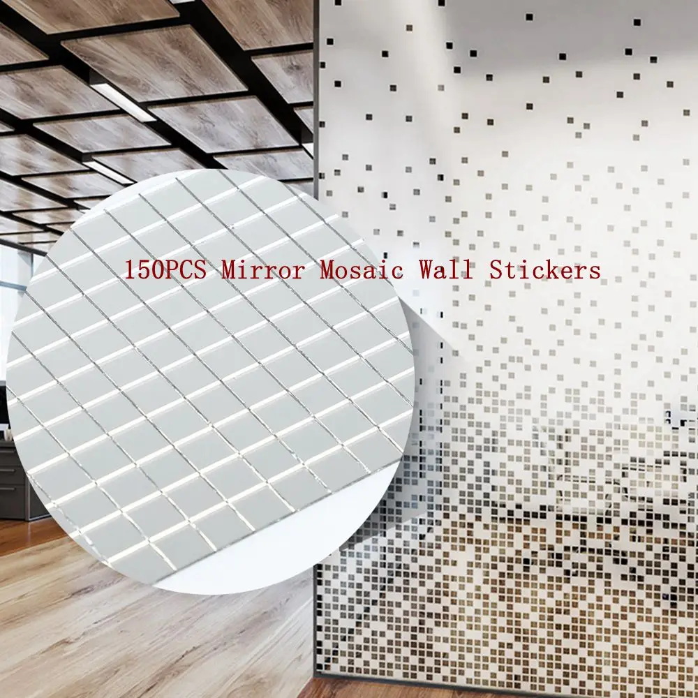 

150PCS/lot DIY 3D Mirror Acrylic Mural Wall Stickers Mosaic Mirror Effect Room Square Home Decor Wall Stickers for Living Room