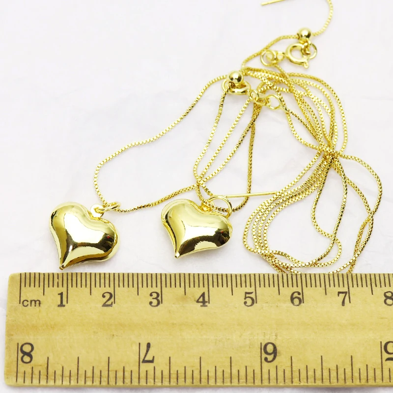 

10Pcs Gold Heart Necklace Heart shape pendant Necklace Heart shape pendant Box chain Necklace jewelry Women Bracelet 8377