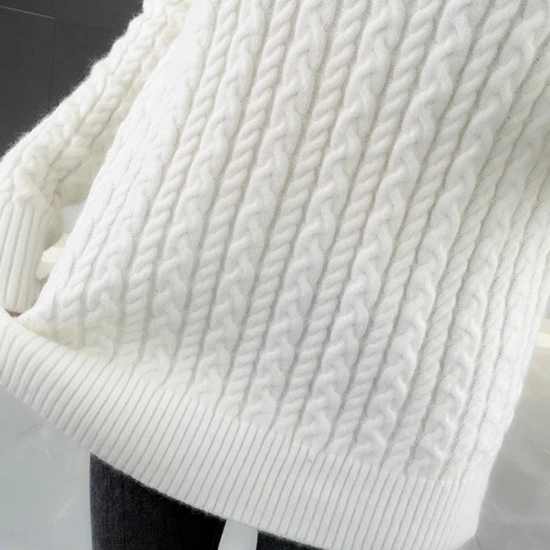 

Turtleneck Sweaters Women Autumn Winter Korean Style Fashion Slim Fit Twist Knitted Solid Thick Warm Solid Jumpers Ladies Chic