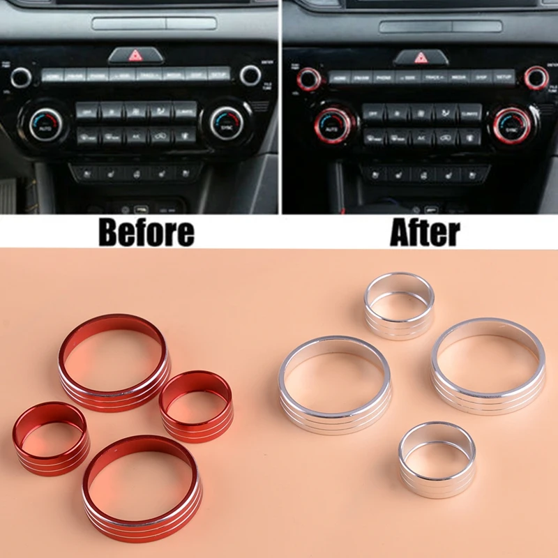 

4Pcs A/C Knob Control Panel Heater Dials Switch Button Ring Cover Fit for Kia Sportage QL 2017-2020