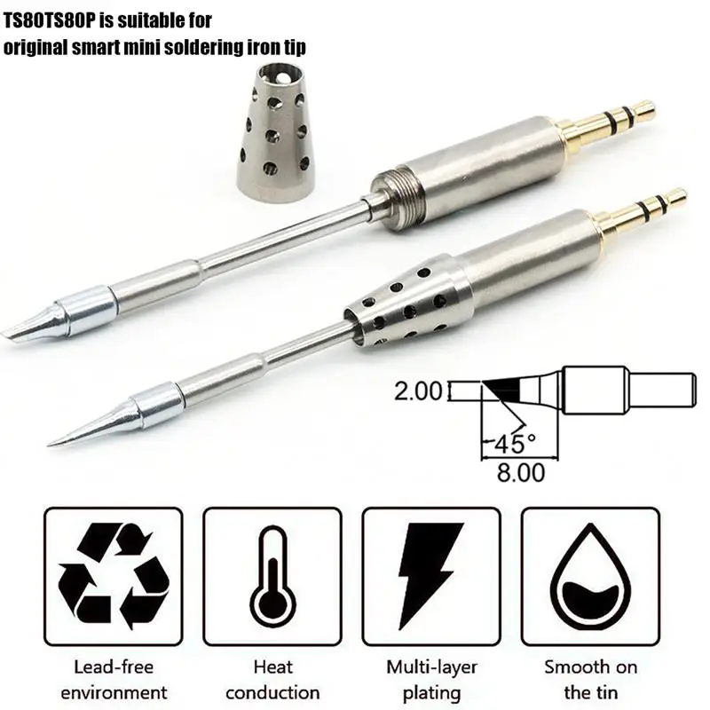 

Наконечник мини-паяльника Minidso TS80/TS80P, умный бессвинцовый наконечник TS B02 BC02 D25 с внутренним нагревом, Сменная головка