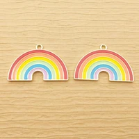 10pcs 20x31mm enamel rainbow charm for jewelry making fashion earring pendant bracelet necklace charms craft accessories