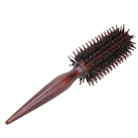 portable hair brush comb round anti static curly brush natural bristle wood handle hair styling comb hairdress brosse cheveux