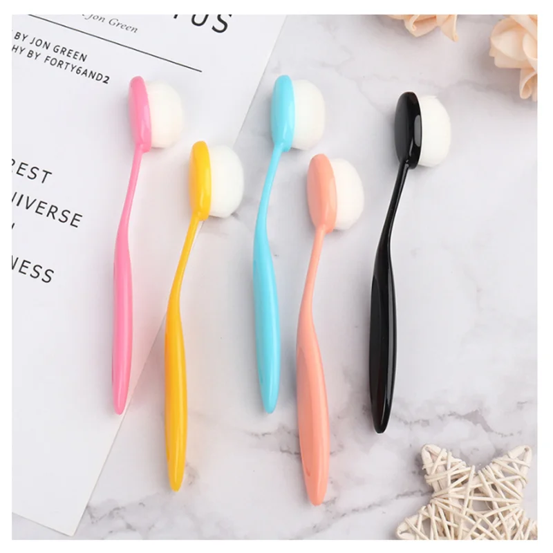 

5pcs Colorful Blender Brushes Smooth Blending Brushes Foundation Makeup Blush Brushes Flexible Makeup Tools With Lid