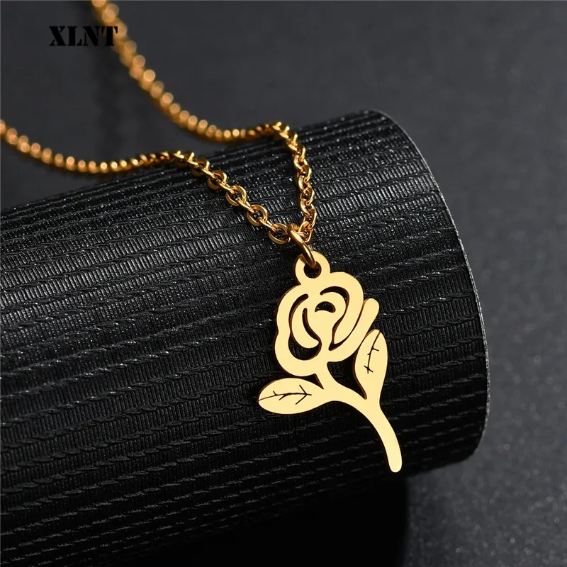 XLNT Rose Necklace Personalized Custom Charm Final Flower Beauty and the Beast Jewelry Women Girls Party Gift | Украшения и