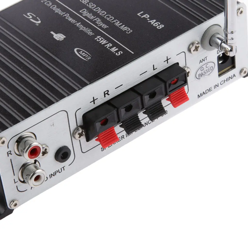 

-A68 2x15 Вт мини Hi-Fi усилитель с дистанционным управлением FM USB MP3 медиа
