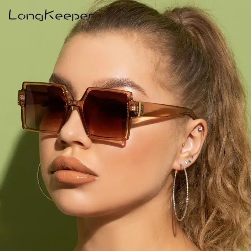 

2021 Luxury Oversized Square Sunglasses Women Vintage Brand Big Frame Sun Glasses Ladies Gradient Eyewear Lentes De Sol Mujer