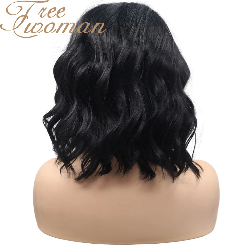 

FREEWOMAN Body Wave Synthetic Lace Front Wig Black Color Hair Wig Lace Front Wigs Heat Resistant Daily lace Wig For Black Women