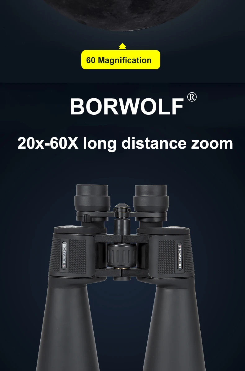 Новинка, бинокль Borwolf 20-60X70 с высоким увеличением, HD, профессиональный зум, высокая четкость, телескоп, военный, ночное видение