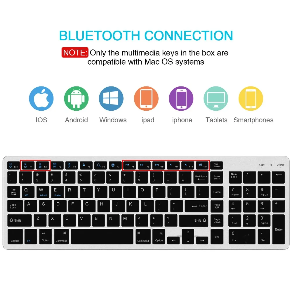 Zienstar ультра тонкая стандартная Bluetooth клавиатура для IPAD, MACBOOK, ноутбука, компьютера и планшета, перезаряжаемая литиевая батарея