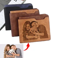 men s waterproof short casual multi function pu leather diy engraving personalized purse pattern carving photo wallet gift