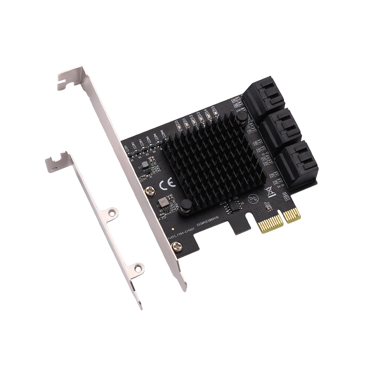 Плата расширения контроллера Чиа mining PCIe 3 0x1 до 6 портов 6G SATA III 0|Платы расширения| |