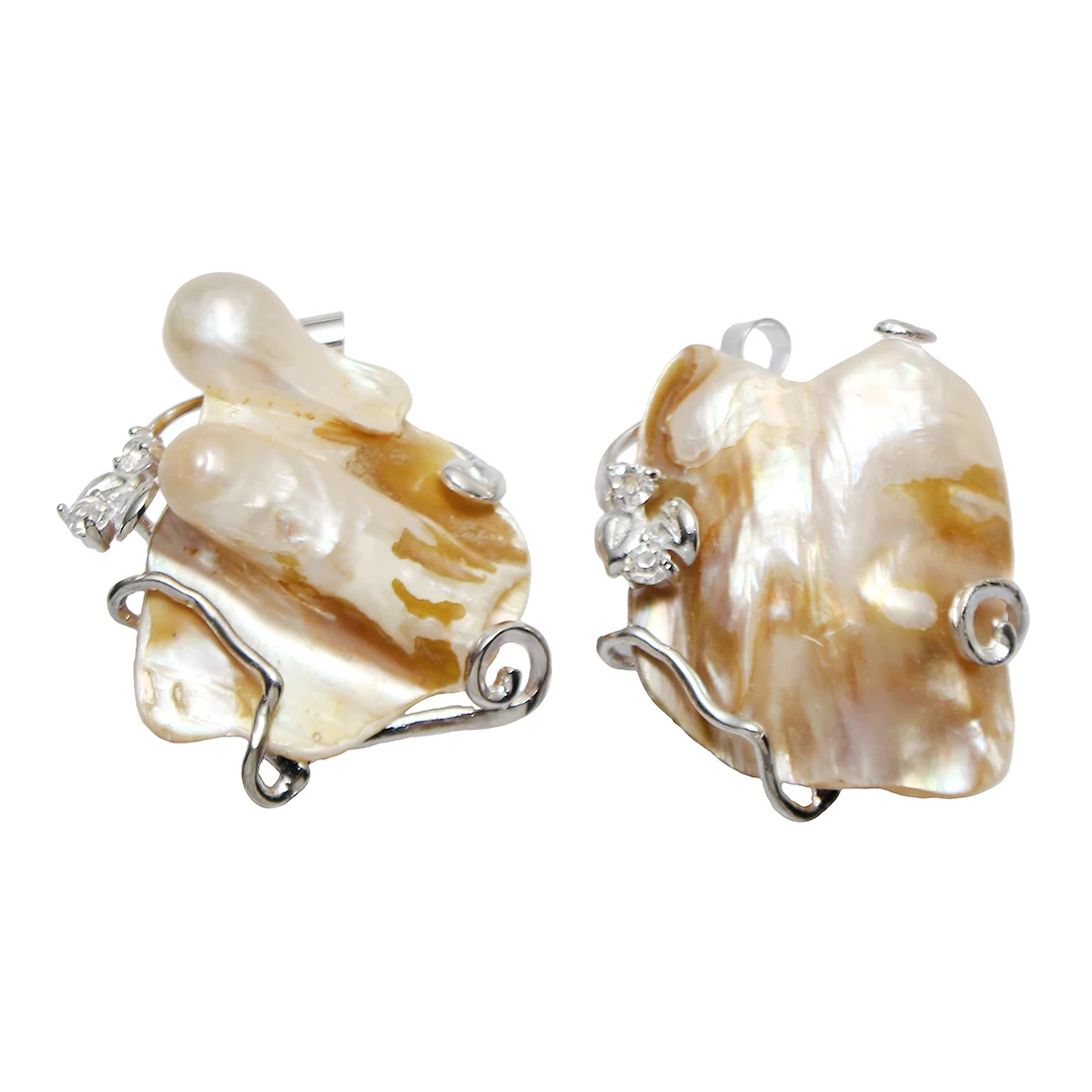 Подвеска с жемчугом Женская из натурального белого жемчуга 30x40 мм 2020|mother of pearl|pearl