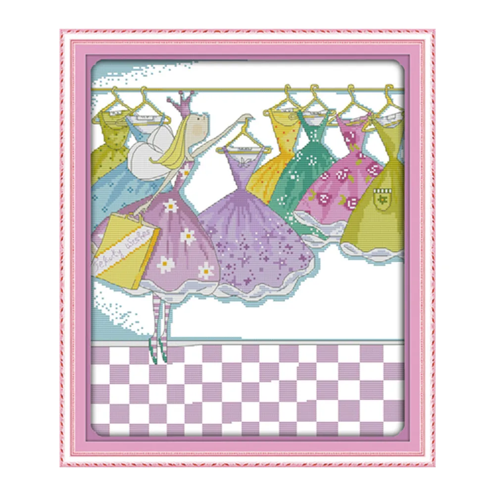 

The little princess of new clothes cross stitch kit 14ct 11ct count print canvas stitching embroidery DIY handmade needlework