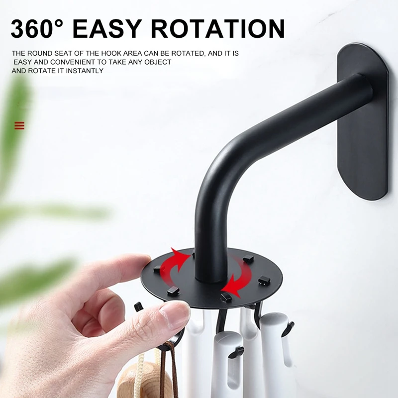 

Stainless Steel Storage Rack Hanger Detachable Organizer Wall Mount Bathroom Punch Free Kitchen Home 6 Hooks