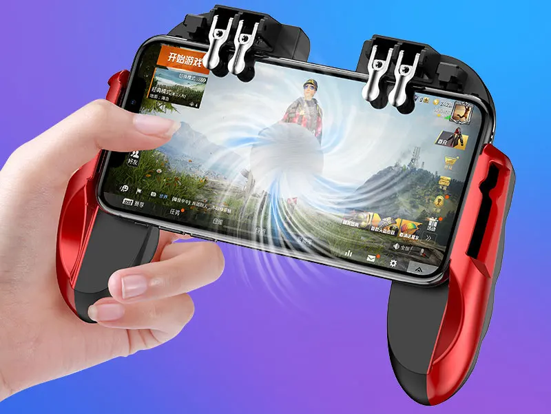Red Built-in Fan Геймпад Pubg контроллер Android джойстик мобильный игровой коврик игровой контроллер портативные плееры WinexFor IPhone Xiaomi с охлаждающим вентилятором - Цвет: Red Built-in Fan