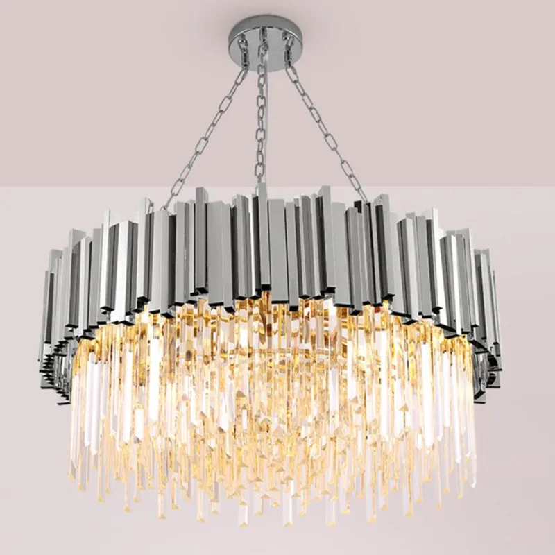 

Chrome/gold kitchen lights led chandeliers for bedroom dining room luxury foyer chandelier k9 crystal small round hanging lamp