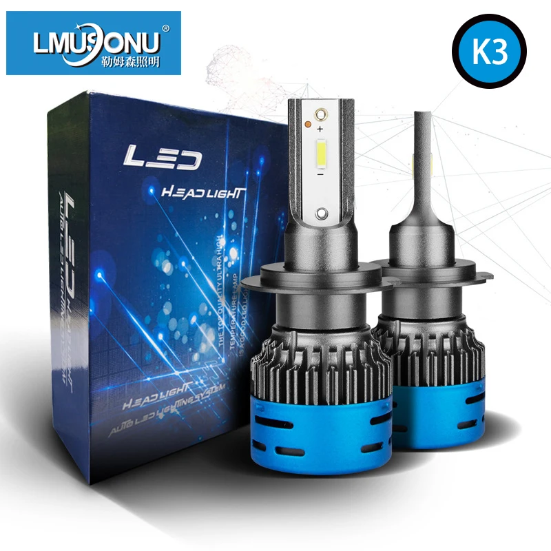 Lmusonu Хорошее качество 12V 50W K3 Автомобильные светодиодные фары для авто 6000 К 8000LM H1 H3 H4 H7 H8 H11 HB3 HB4 HIR2
