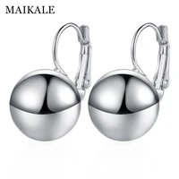 maikale simple big ball earrings matte smooth metal stud earrings for women gold korean earrings fashion jewelry gifts
