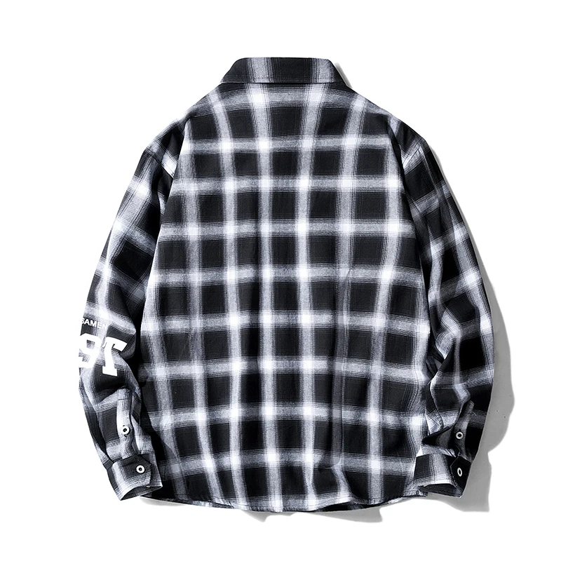 Мужские рубашки с длинным рукавом повседневные клетчатые обычная облегающая