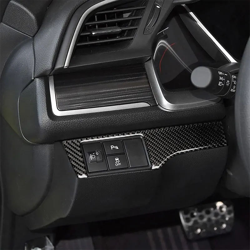 

Carbon Fiber Car Accessories Interior Headlight Switch Button Protective Decals Cover Trim Stickers For Honda Civic 2016-2019