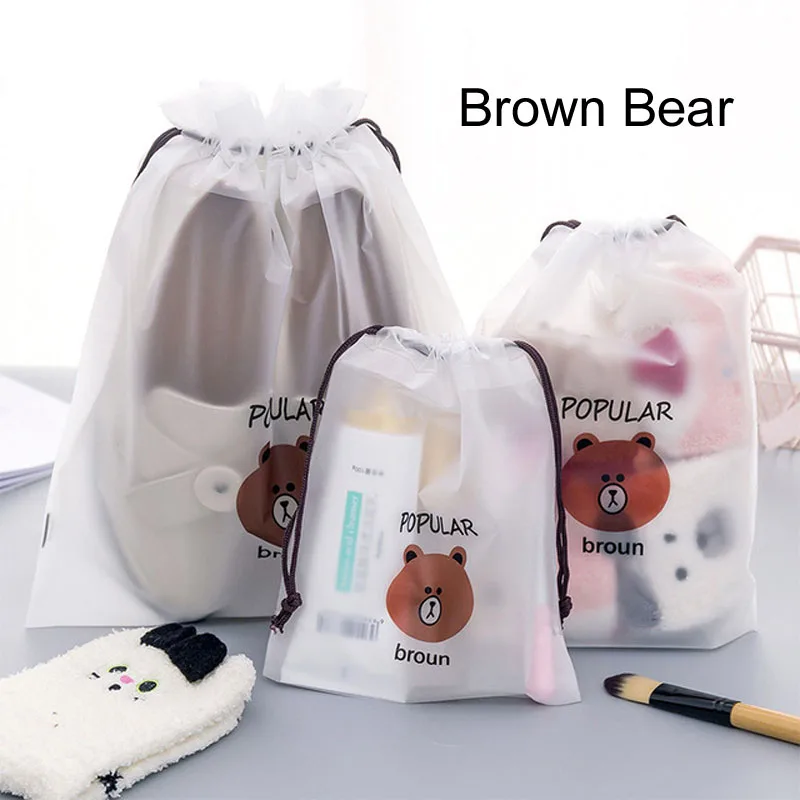 Brown bear Коричневый медведь прозрачный косметический пакет дорожный кейс для косметики для женщин на молнии Make Up банный Органайзер сумка для хранения туалетные принадлежности, мытье Beaut Kit - Цвет: Brown bear