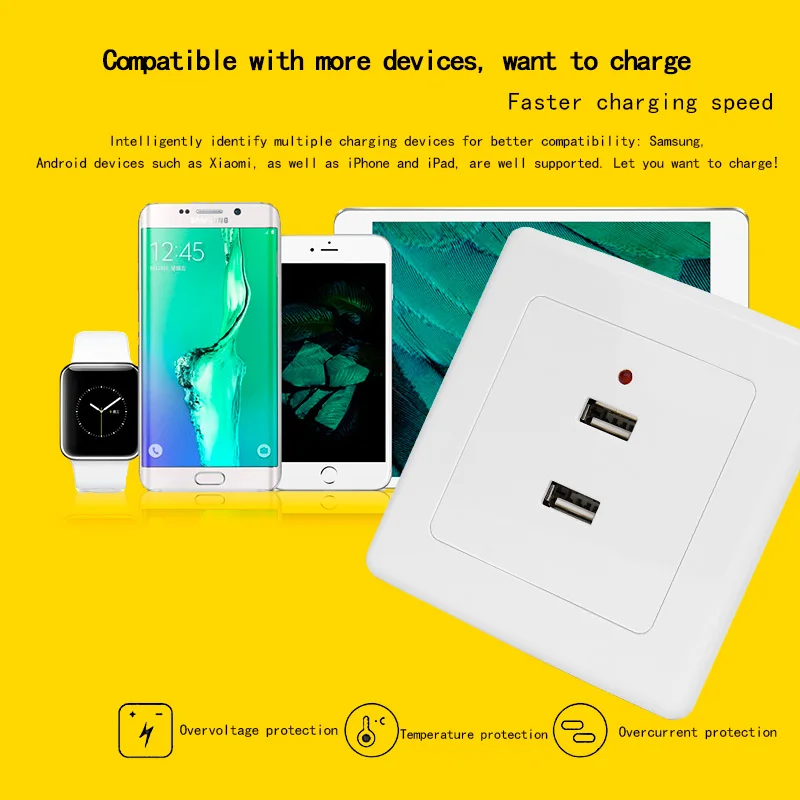 Bcsongben 2/3/4/6 Ports USB Wall Socket Charger Power Adapter Plug Outlet Grounded Electric Wall Charger Adapter Charging