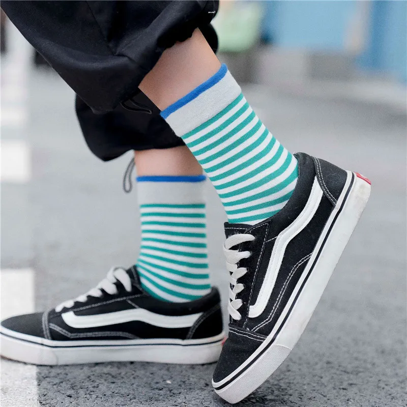 Women Solid Striped Cotton Socks Navy Stripes Socks Red Stripes Socks Warm Thick Winter Socks Girls Green Ankle Sock 5 pairs/lot
