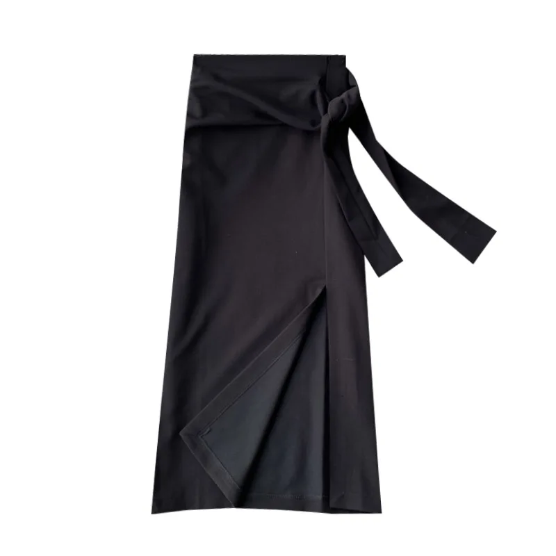 

Skirts For Women Summer New High Waist Belt Slim Knee-Length Solid Office Lady Elegant Skirts Top Quality