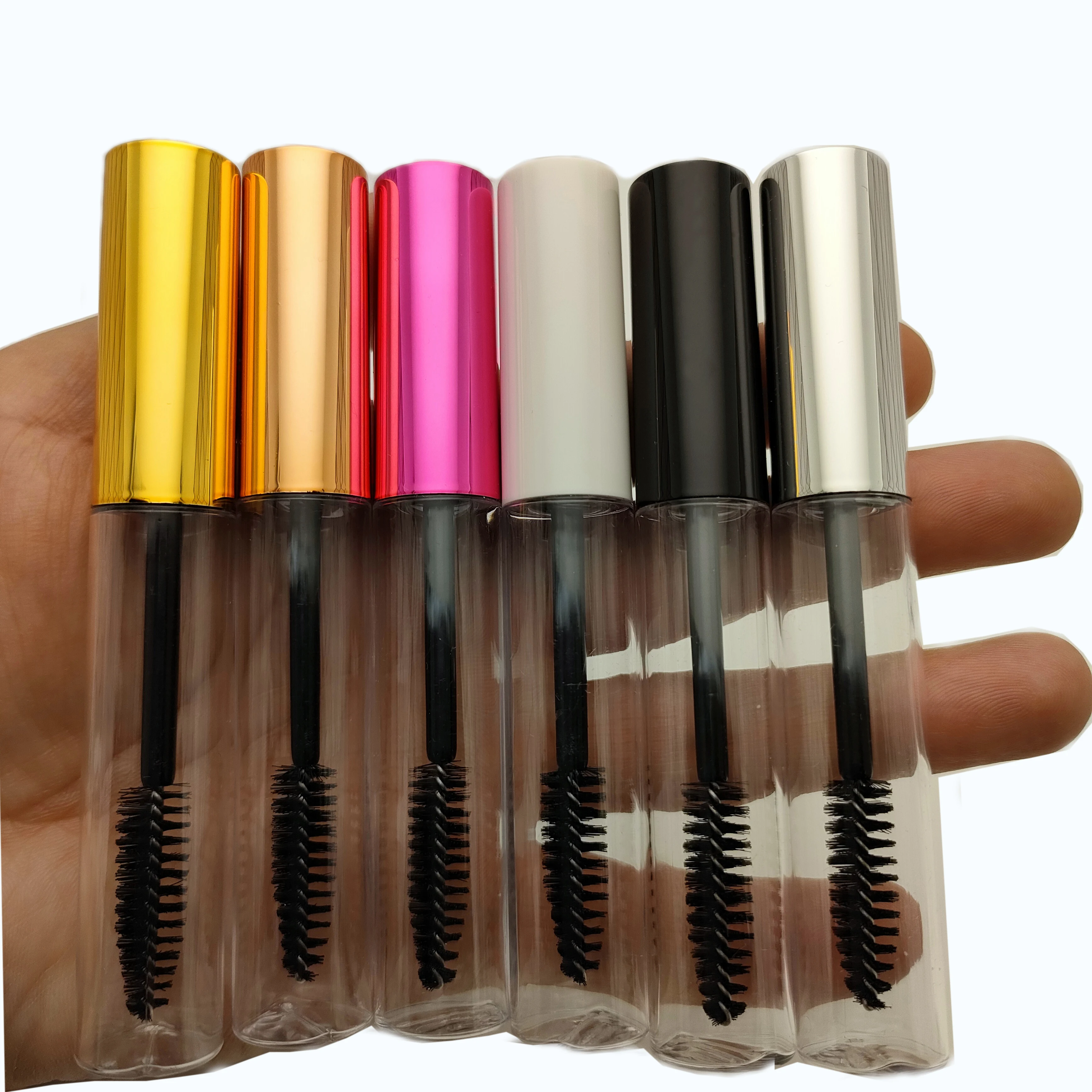 

New 10ml Empty Lip gloss tubes Clear Mascara Bottle Gold,Blue lid Lipgloss Cosmetic packing container